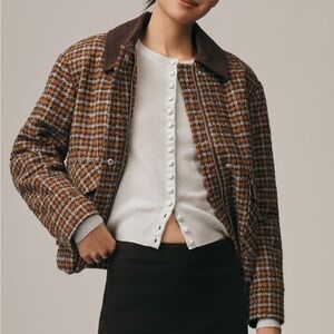 Avec Les Filles Oversized Plaid Bomber Jacket